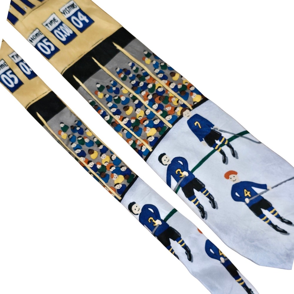 VTG Save the Children Mens Silk Tie Hockey A Day at‎ the Ice Rink Novelty USA